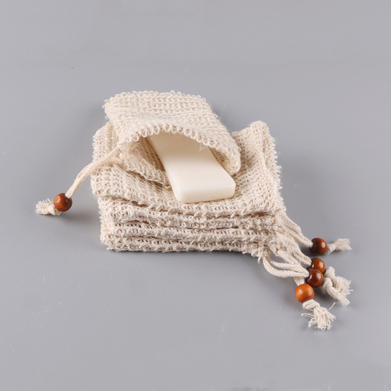 

Handmade Soap Exfoliating Bags Drawstring Natural Sisal Soap Bag Net Portable Mesh Foaming Drying The Soap Container Bag VTKY2185