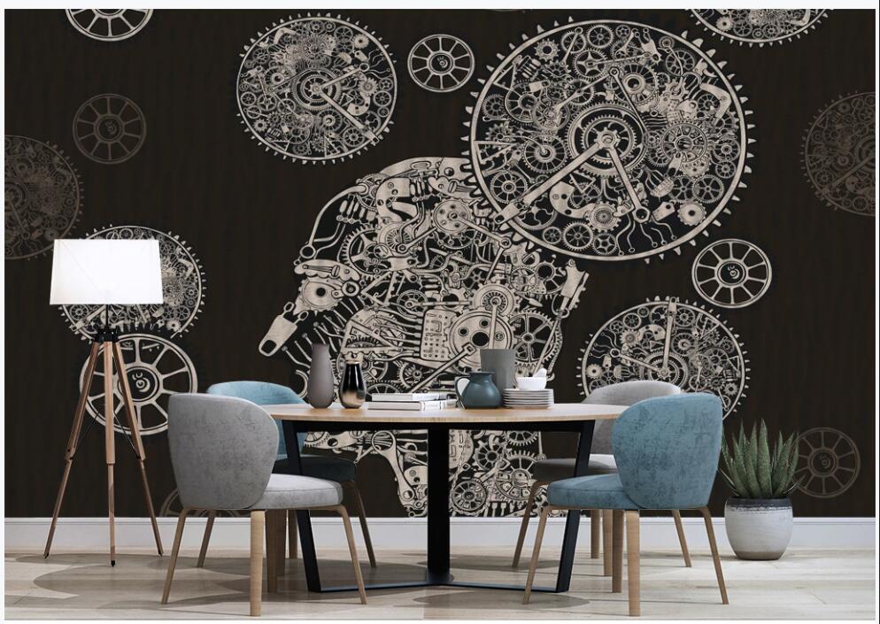

3d wallpaper custom photo mural Mechanical gear clock tv background home decor living room 3d wall murals wallpaper for walls 3 d, Non-woven wallpaper