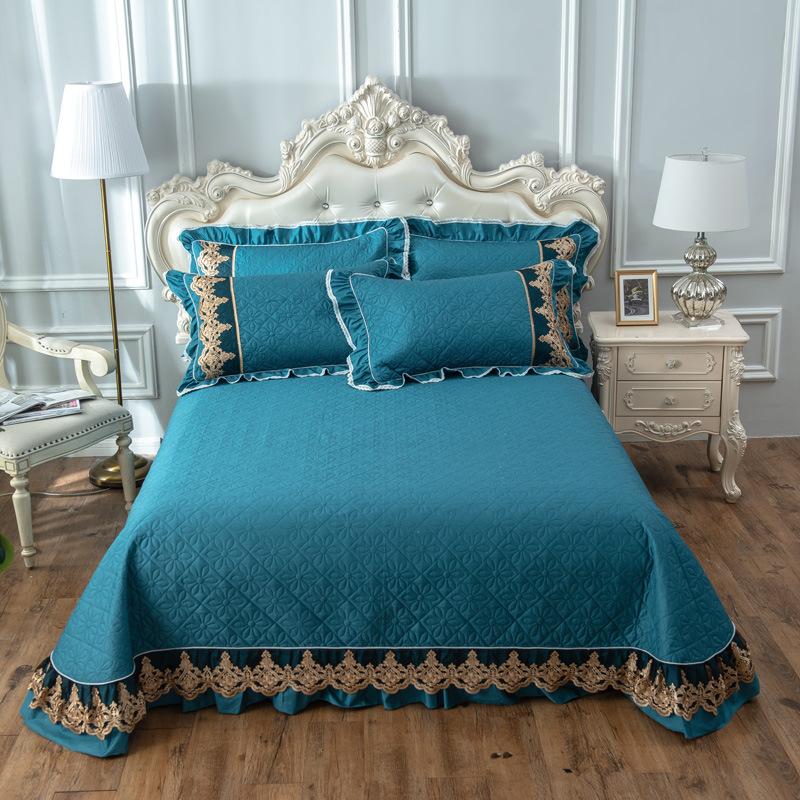 

Egyptian Cotton Quilt 3pcs Lace Decor Bedspreads Embroidered Bed Cover Sheets  Queen Size Summer Coverlet CHAUSUB, No1
