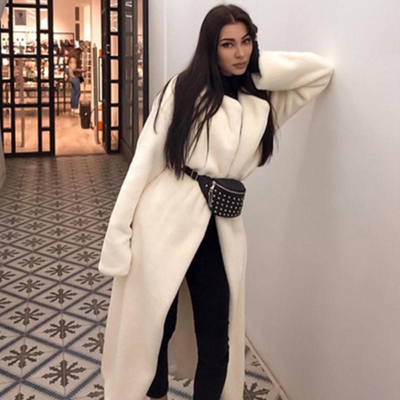 

Winter Fluffy Women Overcoat Thick Warm Furry Jacket Coat for Women Plus Size Elegant Velvet Jacket and Soft Solid Outerwear D30, White