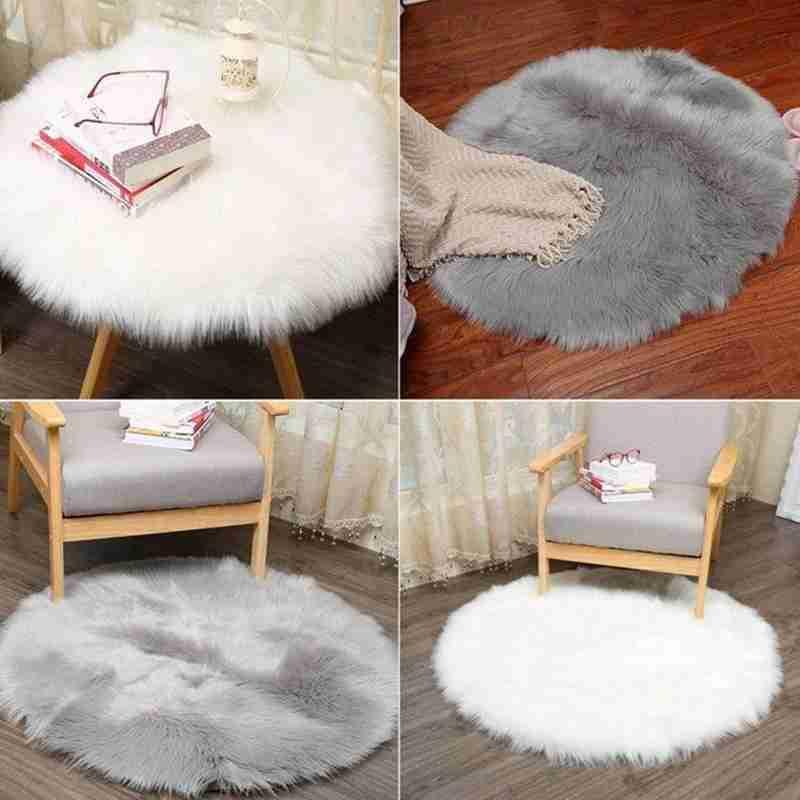 

30*30cm Plush Round Imitation Australian Wool Carpet Floor Mats Artificial Sheepskin Rug Warm Hairy Carpet Seat Wool Mat