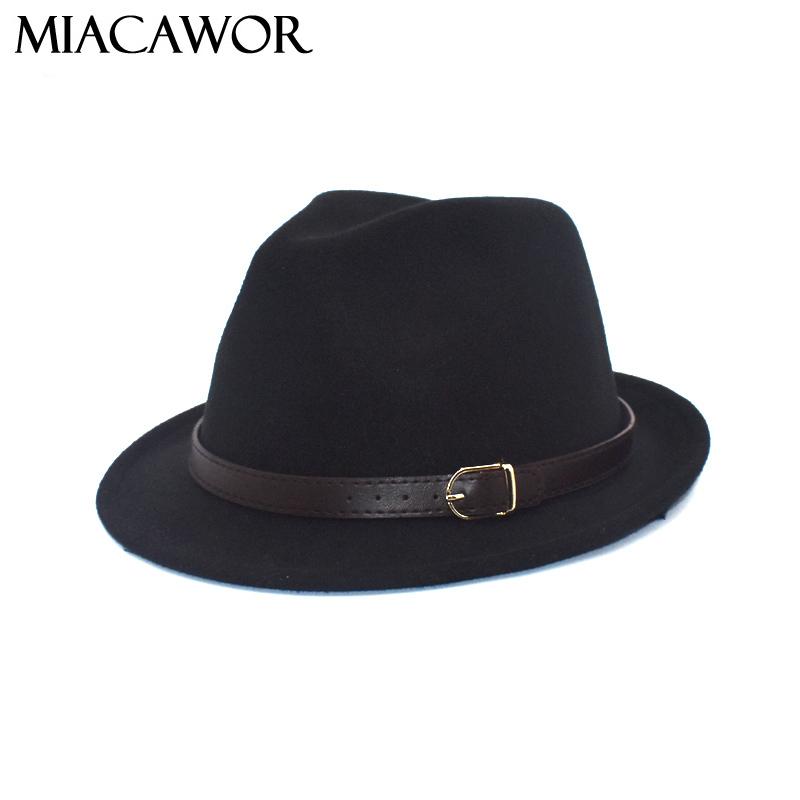 

Wide Brim Hats MIACAWOR Men's Fedora Hat Women's Fashion Curl Jazz Winter Black Wool Blend Frederick F104