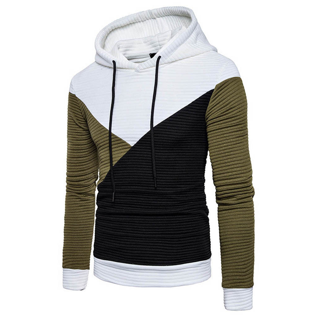 

Men Autumn Long Sleeve Patchwork Hoodie Hooded Sweatshirt Top Tee Outwear Blouse 2020 Print Shirts For Men Plus Size Streetwear kg-182