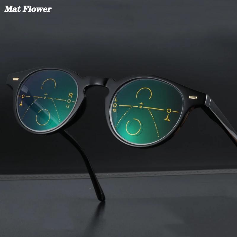 

May Flower Retro Progressive Multifocal Reading Glasses Anti-Blue Near Far Sight Eyeglasses Fashion Women Round Glasses Frame+2
