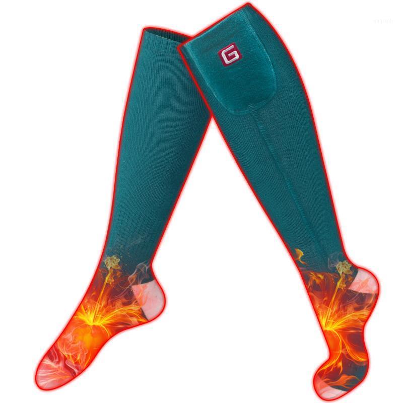 

QILOVE 3.7V Winter Unisex Battery Heated Socks Kit Electric Rechargeable for Indoor Sleeping,Outdoor Sporting1, Green and white