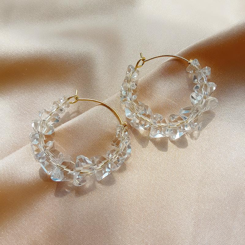 

2020 New Arrival Elegant Cute Transparent Crystal Hoop Earrings For Women Geometric Circle Boucle D'oreille Jewelry Gifts
