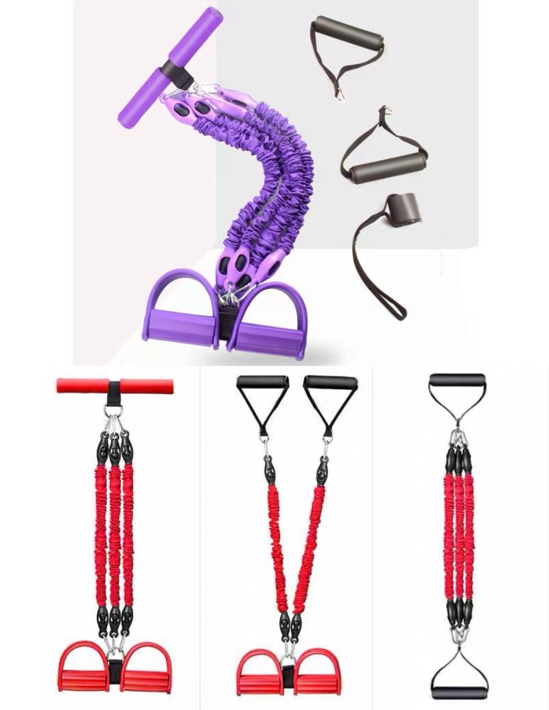 

Multi Function Tension Rope Set 4Tubes Resistance Bands Latex Pedal Elastic Sit Up Pull Ropes Anti-break Yoga Fitness Equipment