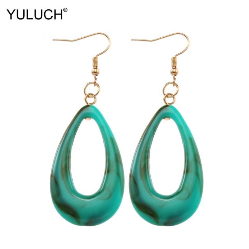 

YULUCH 2021 Hollow Colorful Acrylic Water Drop Earings Red Dangle Hanging Fashion Pendant Earrings For Women Jewelry Accessories
