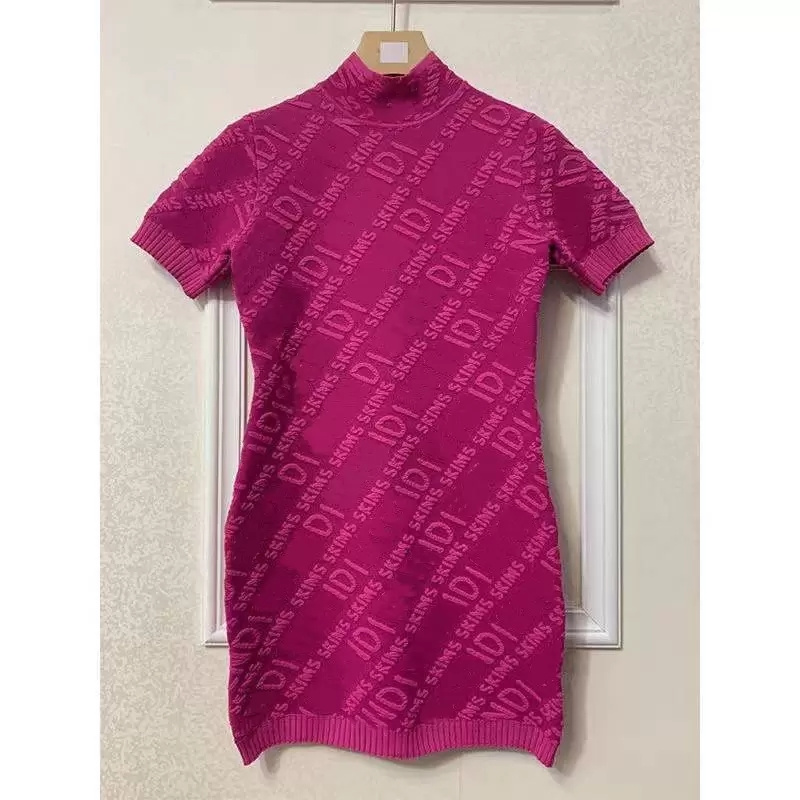 

Casual Dresses Women Skirt Casual Dresses Embossed 3D Relief Letter High Qualiy Ladies Dress Two Pieces Knit Tank Top Spring gathering party dress, #3