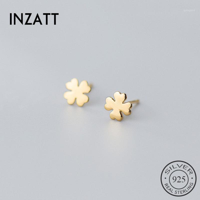 

Stud INZAReal 925 Sterling Silver Minimalist Clover Earrings For Fashion Women Cute Fine Jewelry Lucky Accessories Gift1