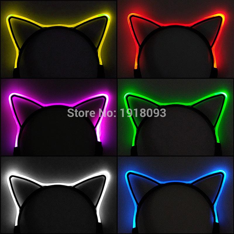 

New 1pcs 6 Colors Select Flashing LED Glow Headband Cat Light Up Headwear Women Girls Hair Accessories Glow Party Supplies