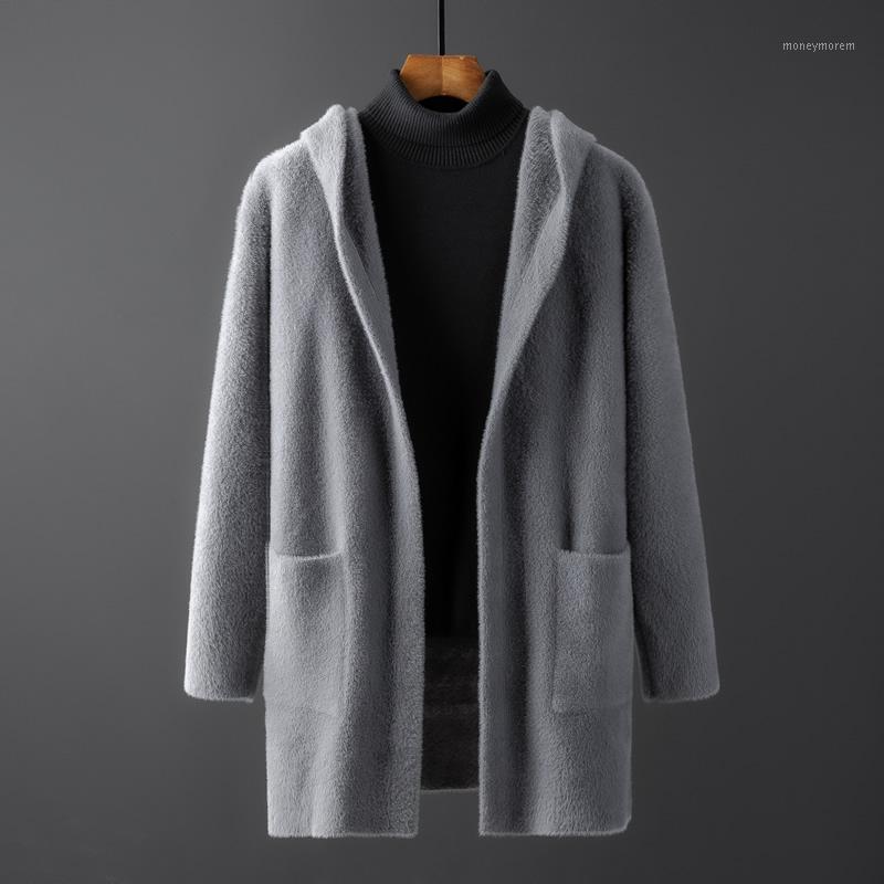 

2020 Mens Fur Coats Print Winter Sweater Outwear Windbreaker Long Coat Men's Punk Parka Jackets Homme Leather Warm Overcoats1, Black