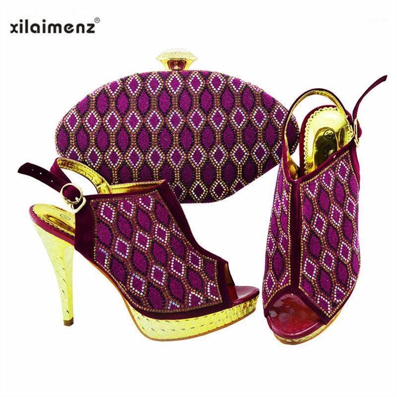 

Newest Purple Color Italian Shoes With Matching Bags Super High Heels 2021 New Design African Women Shoe and Bag to Match1, Black