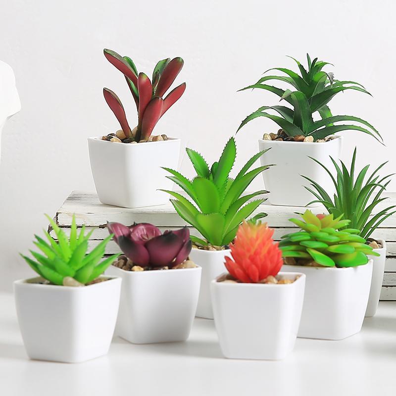 

mini cactus succulent bonsai fake potted plants artificial succulents with pot kunstplanten home decoration accessories H00461