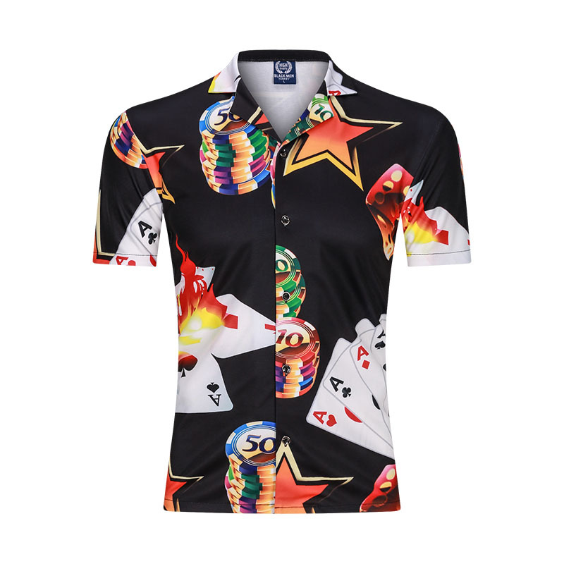 

2020 3d Fashion New Casual Black Sleeve Short Male Streetwear Men's Shirts Plussized Man's Shirt, Beige