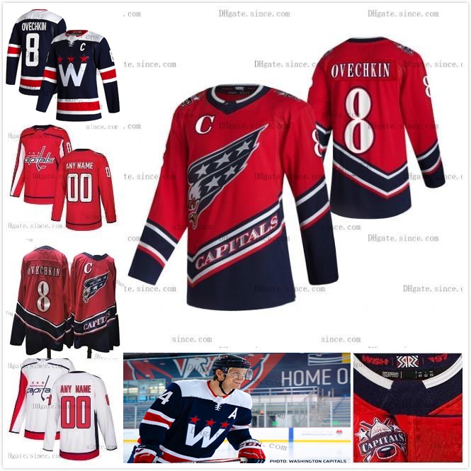 

Custom Any Name 2021 Reverse Retro Third Navy Henrik Lundqvist Jersey Washington Capital Ovechkin Wilson Carlson Nicklas Backstrom Kuznetsov, Red third men