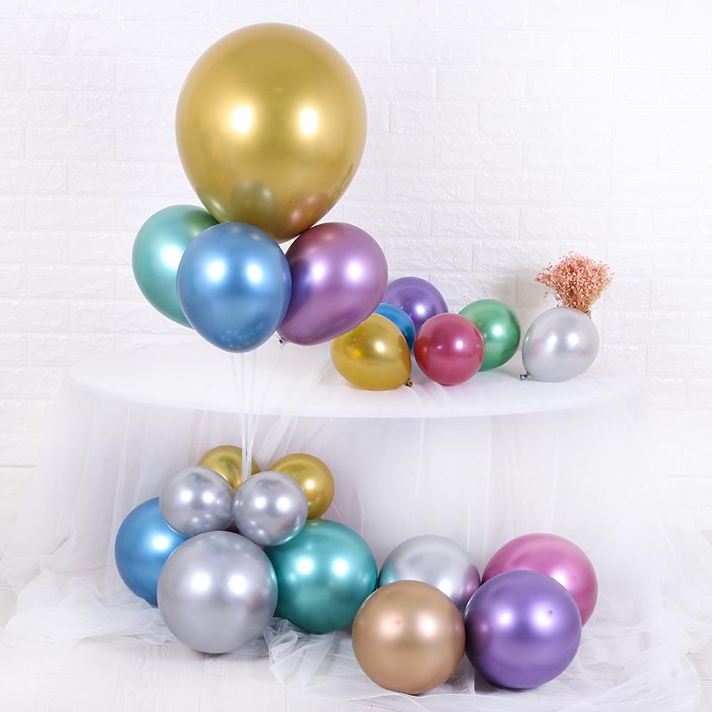 5 Metallic Balloons Chrome Shiny Latex 5/12/18" Thicken For Wedding Party Baby