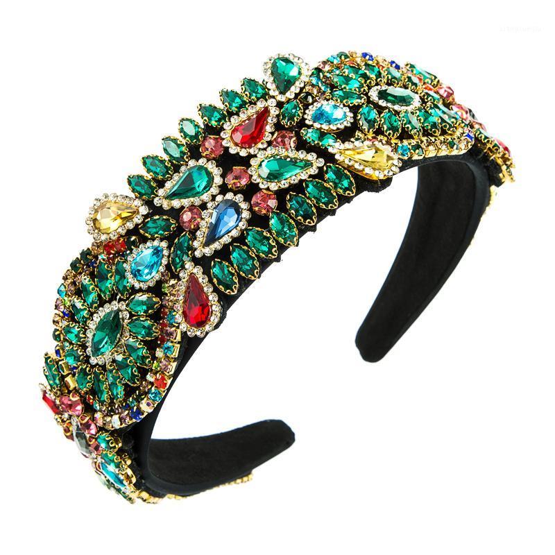

Baroque Full Multi Color Crystal Headband For Woman Luxury Rhinestone Metal Belt Hairband Party Hair Accessory Headpieces Clips & Barrettes, Golden;silver