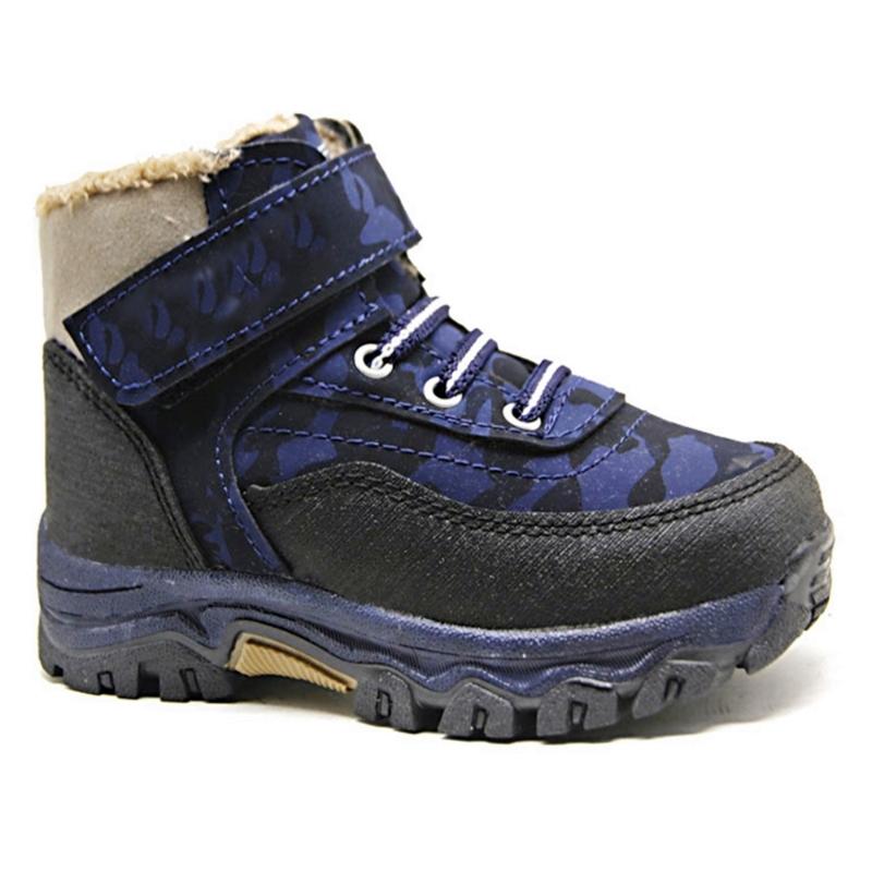 

1821 Model Boy Camouflage Patterned Shearling Boot Black Blue