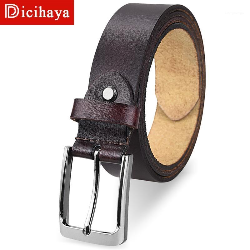 

Belts DICIHAYA Alloy Men's Leather Pin Buckle Genuine Jeans Belt Fashion Business Cow Quality Men Male, Black;brown