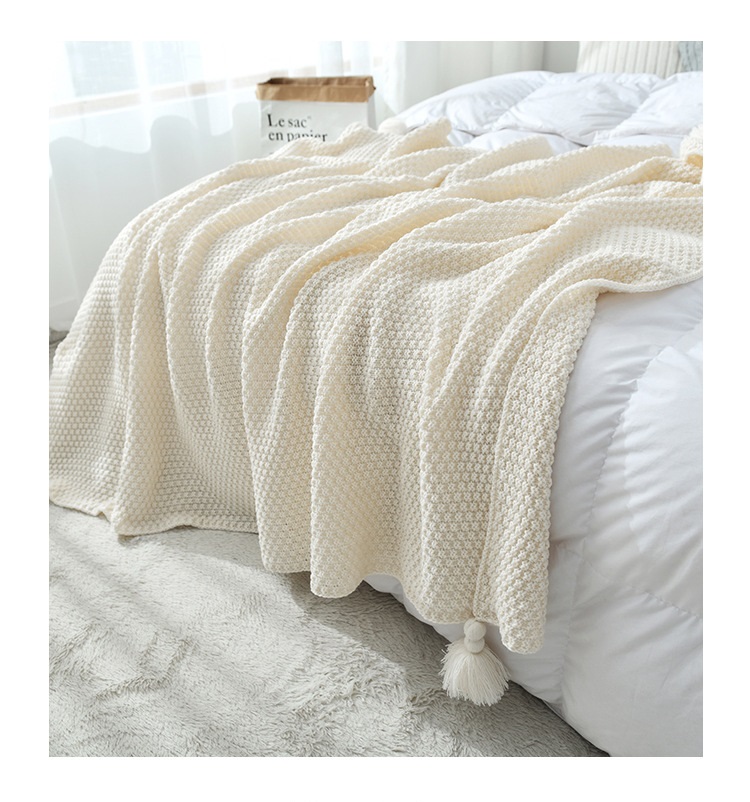 

ins Nordic style sofa blanket office nap shawl knitted wool blanket multiple colour leisure air conditioning blanket, Yellow