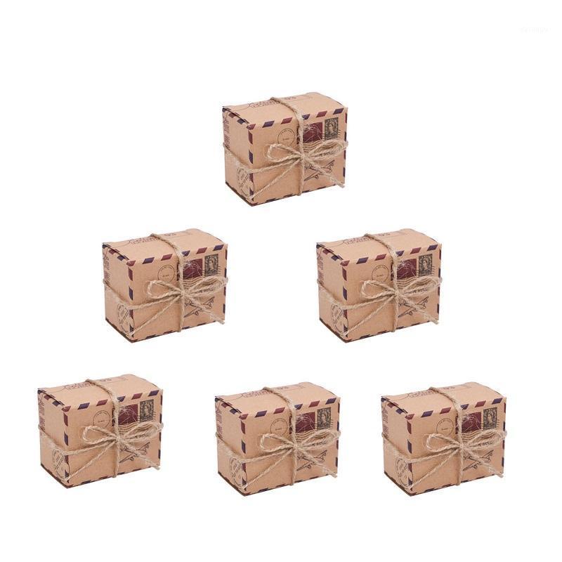 

Kraft Paper Square Brown Candy Box Air Travel theme Bow Wedding Decor Gift Box Baby Shower Kids Favor Packaging Ornament1