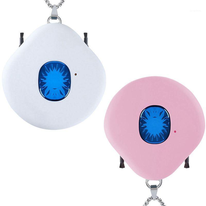 

2Pcs Usb Portable Wearable Air Purifier Air Necklace Negative Ion Freshener No Radiation Low Noise - Pink & White1