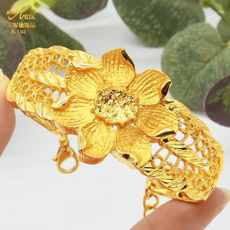 

Bangle ANIID France Adjustable Gold Plated Chain For Women Bridal Wedding Jewelry Gifts Arabic Bangles Charm Bracelets Wholesale, Black