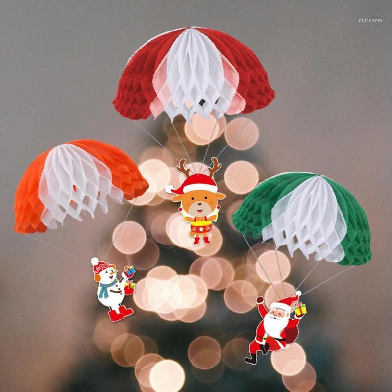

3/5Pcs Merry Christmas Decor Santa Claus Christmas Elk Snowman Honeycomb Shape Pendant1