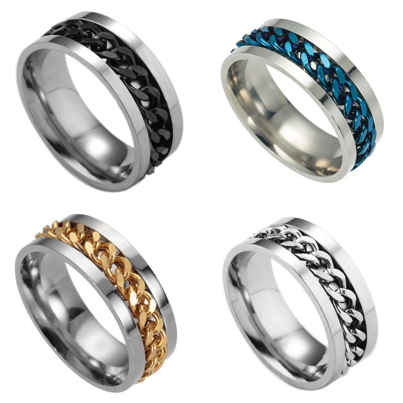 

Cluster Rings Stainless Steel Spinner Ring Beer Corkscrew Artifact Fashion Simple Heterosexual Casual Men And Women Jewelry Bague Femme, Golden;silver