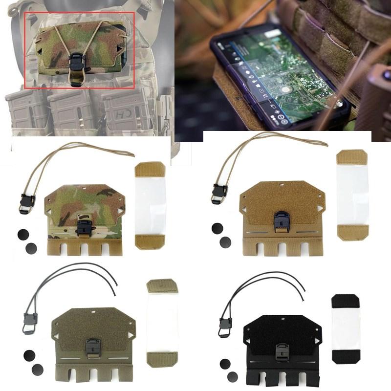 

Tactical Vest Special Front Panel Attachment Mobile phone Bag Secure fixation Visual Admin Pouch, Bk