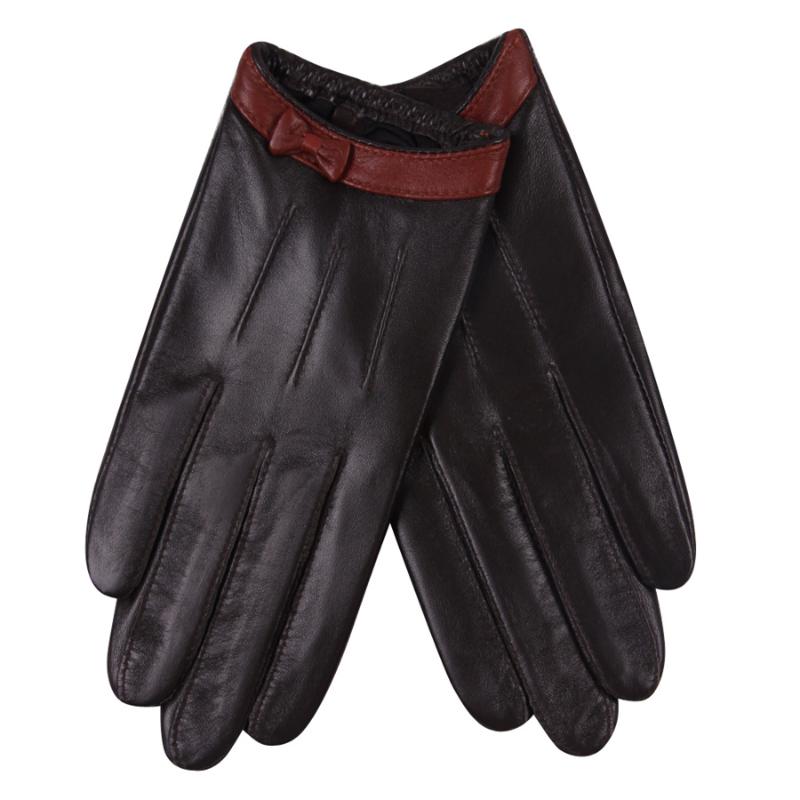 

New Leather Gloves Ladies Autumn And Winter Thin Models Driving Windproof Cute Warm Touch Screen Gloves Female L18015PN-5