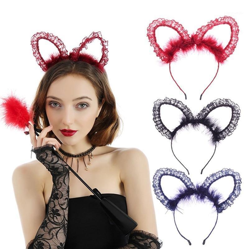 

Hair Clips & Barrettes Girls Cute Cat Ears Lace Headband Headwear Soft Plush Hairbands Hoop Party Accessories, Golden;silver
