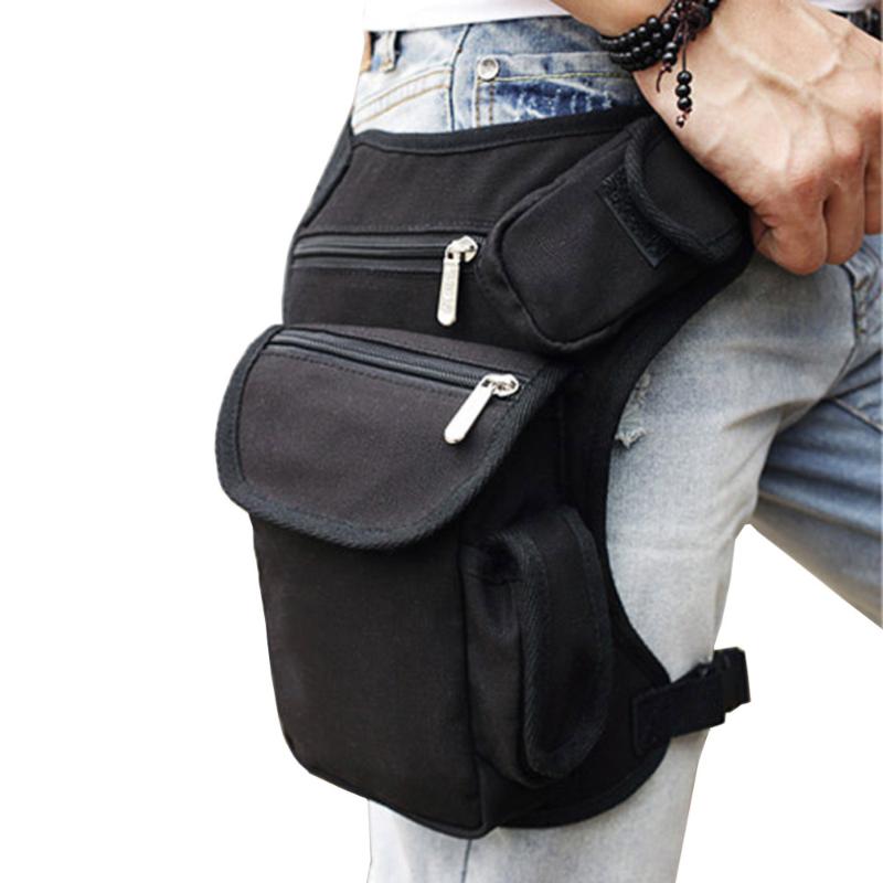 

Men's Canvas Drop Leg Bag Fanny Pack Waist Thigh Hip Bum Belt Motorcycle Cross Body Messenger Casual Shoulder Bag New, Black