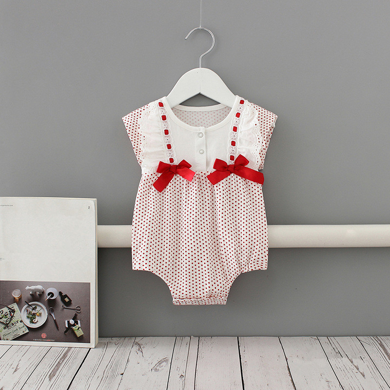

2021 New Newest Style Toddler Baby Girls Bodysuits Summer Polka Dot Princess Adorable Bodysuit Clothes 0-24m 79g9, White