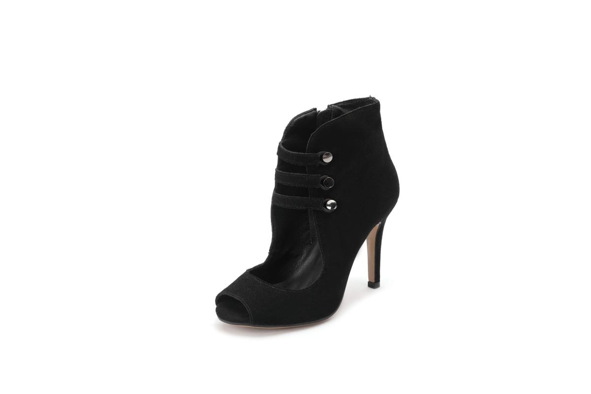 

Kmeioo thin Heels Summer Boots Woman Shoes Peep Toe Zipper Shoes Women Sexy Boot Gladiator Roman Sandals 10cm, Black