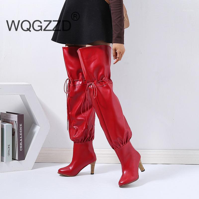 

Winter Women's Boots Women Over The Knee Boots High Heels Thigh High Woman Cuissarde Femme Plus Size 35-431, Red