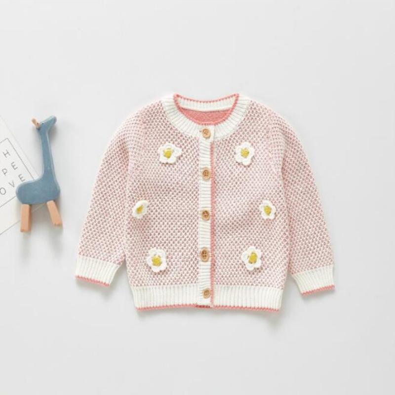 

Baby Girls Clothes Newborn Baby Cardigan Sweater Flower Princess Infant Girls Sweater Cotton Toddler Cardigan For Girl, Ivory