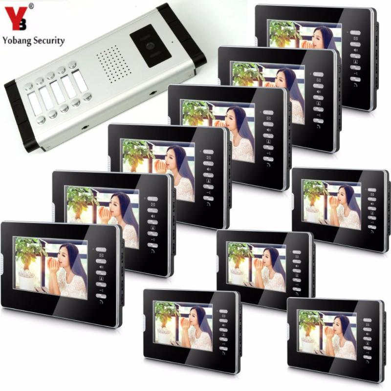 

Yobang Security 7 inch 3 to 12units Wired Video Intercom Doorbell Door Phone System Electronic Access Control for Home Families