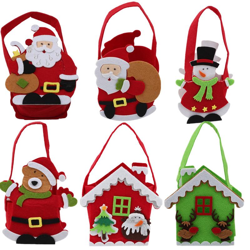 

Christmas Bag Candy Child Gift Bag Christmas Family Party Decoration Pattern Santa Snowman Bear House Non-woven Candy