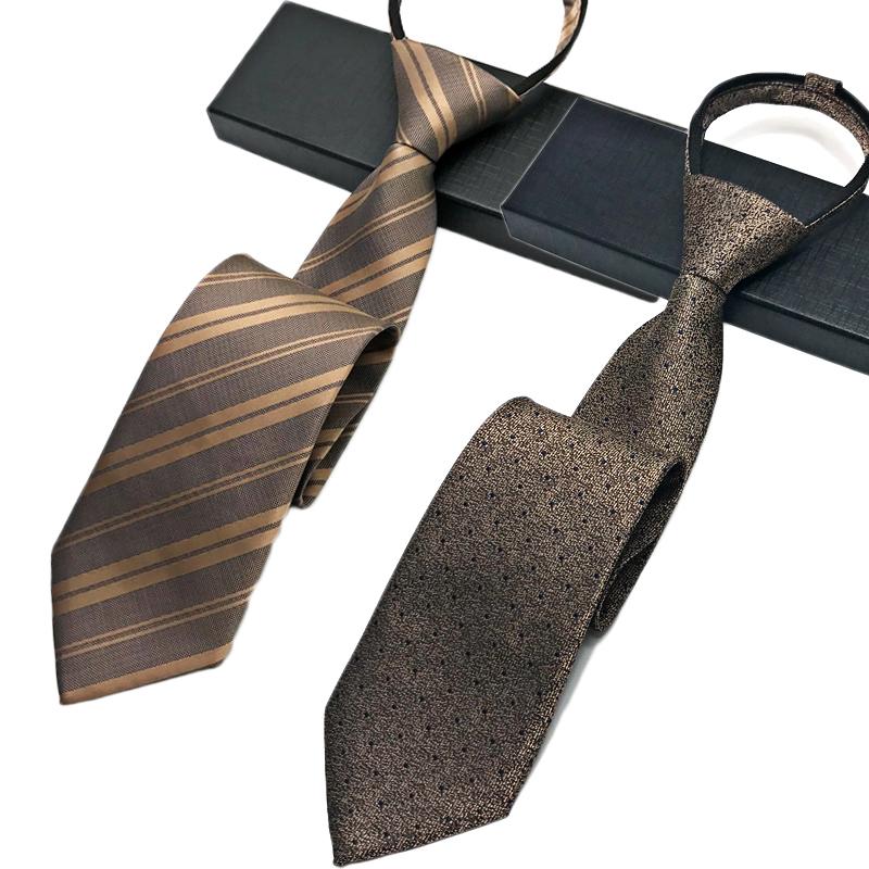 

Bow Ties Brand 8CM Wide Striped Zipper Tie For Men High Quality Gentleman Business Suit Necktie Work Party Wedding With Gift Box