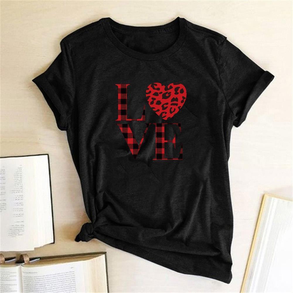 

Red Leopard Heart Print Womens T shirts Short Sleeve Cut Love Summer Clothes for Women Fashion Tee Shirt Femme, Pp