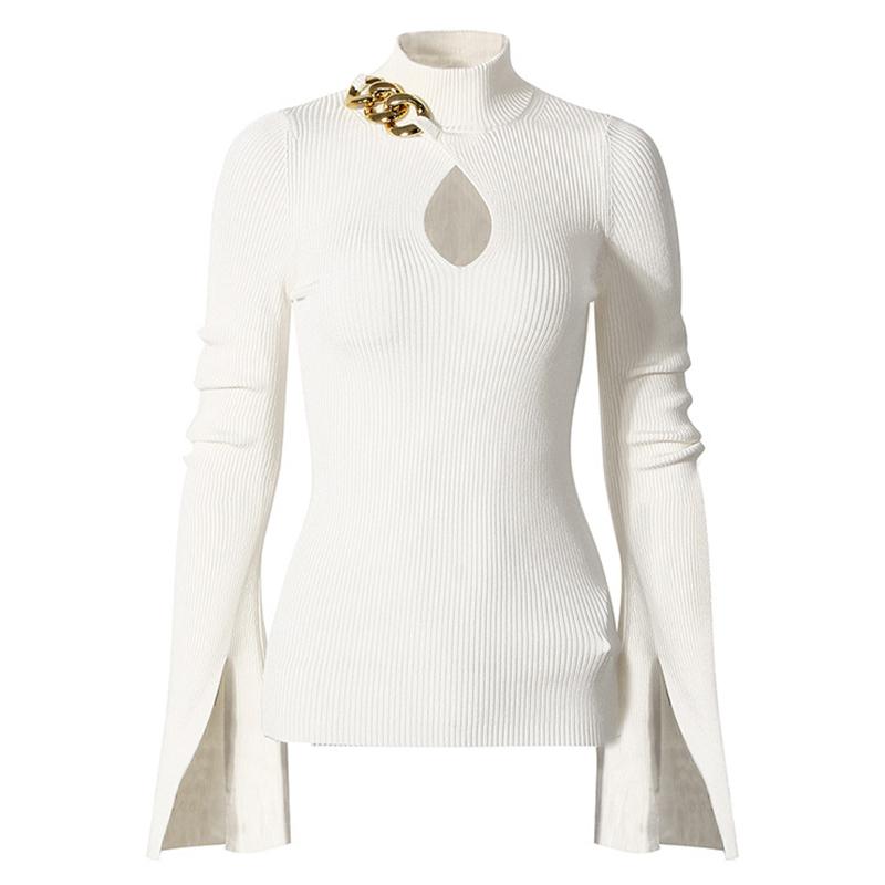 

Black Hollow Out Knitting Sweater Loose Fit Turtleneck Long Sleeve Women Pullovers New Fashion Autumn Winter 2020 1DC788, Cn1691bl