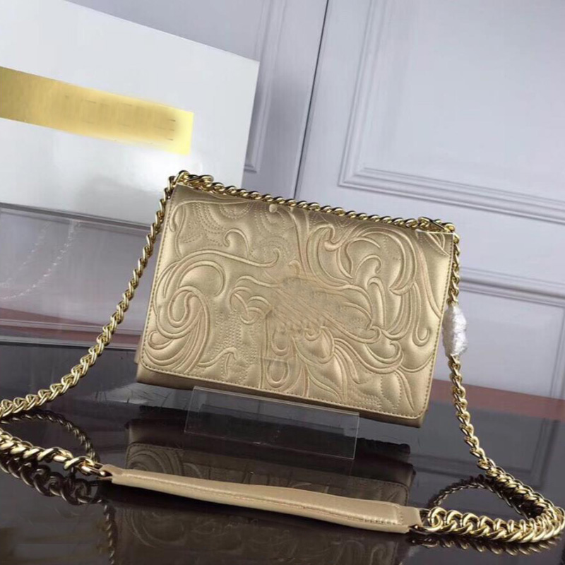 

High Quality Women Handbag Chain Crossbody bags Design Genuine leather Shoulder Bag Embossed Flower Elegant Lady Handbags Messenger Purse Free ship, Red