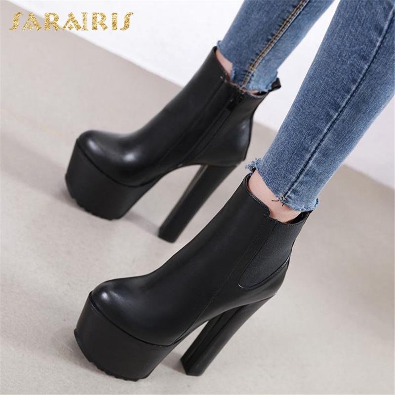 

Sarairis 2020 New Fashion Super High Heels Ankle Boots Woman Shoes Platform Zip Up INS Hot Fashion Fetish Shoes Ladies Boots, Black