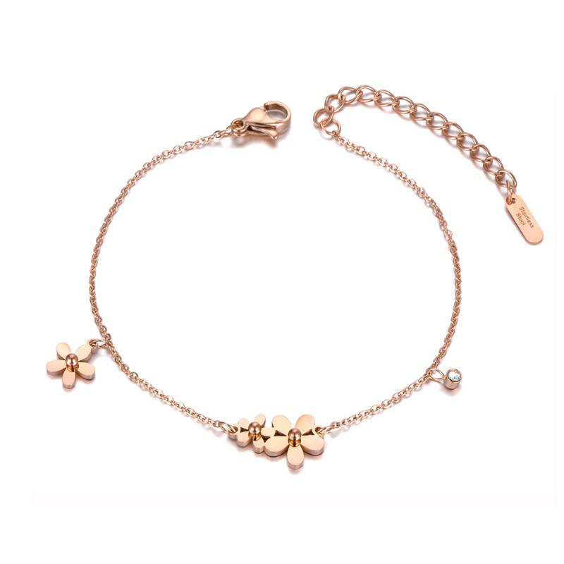 

Office Style Stainless Steel Little Daisies Charm Bracelets For Women Chain & Link Summer Beach Bracelet Jewelry B20009