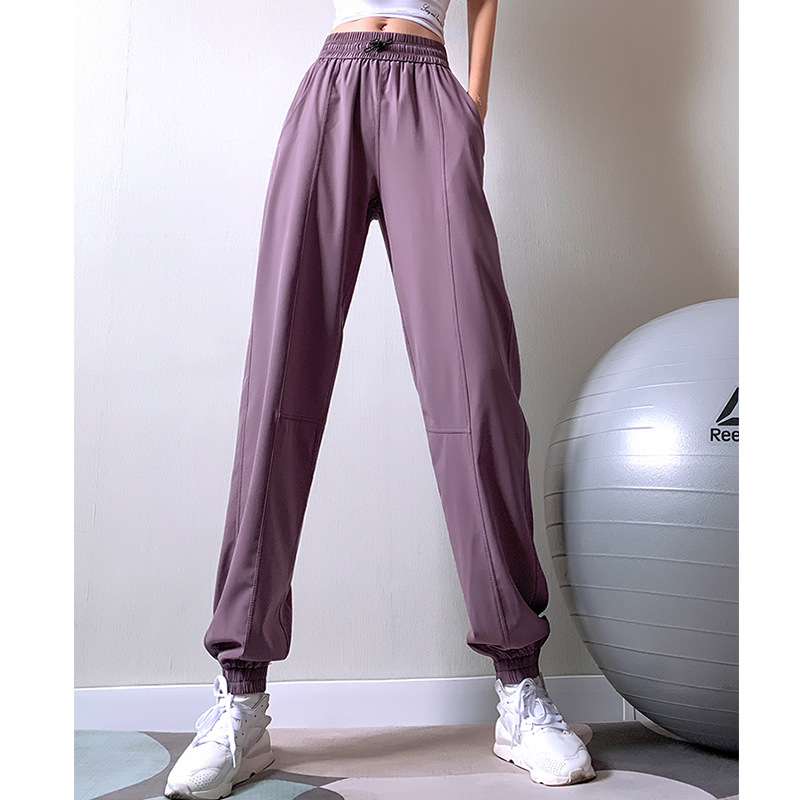 

Loose Gymnastic Pants Female Quick-Drying Running Ankle Banded Pants Summer Thin Section Slimming jian shen ku High-waisted Yoga, Purple