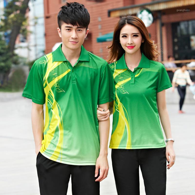 

Summer Wear Pong Shuttlecock Men And Women Sports Short Sleeve T-shirt Trousers Couples Sports Set Casual Shirt1, Green