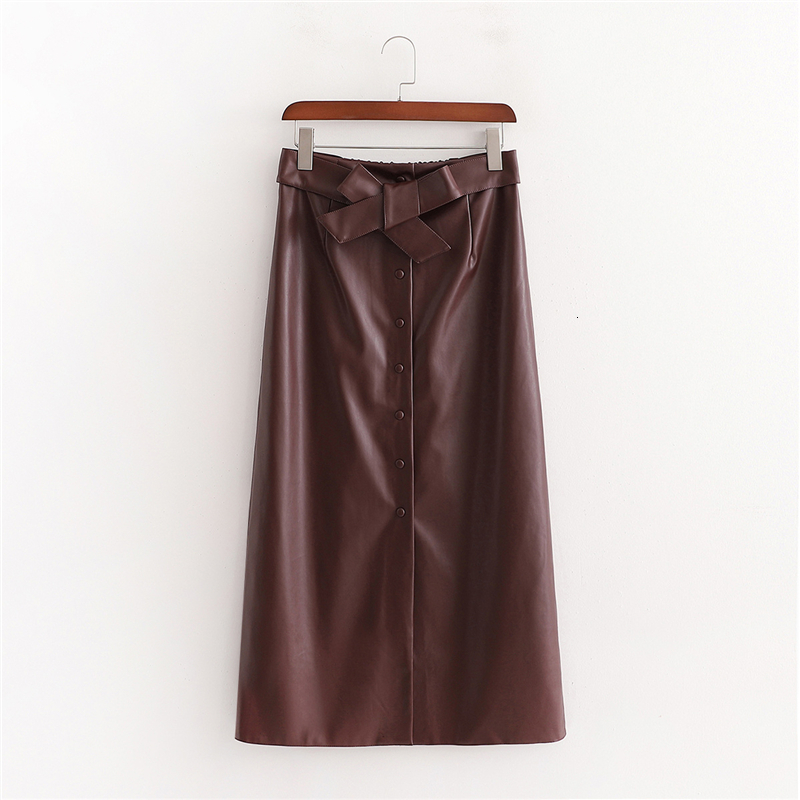 

2021 New Elegantes Claret Falso Saias De Couro Moda Senhoras Arco Elstico Cintura Streetwear Feminino Boto Saia Chique Menina Wvpw, Burgundy