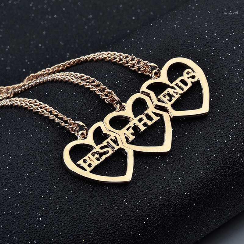 

Pendant Necklaces 3 Pcs/Set Friends Necklace Gold Chains Heart Shaped Choker For Women Girls Sisters Friendship BFF Jewelry1